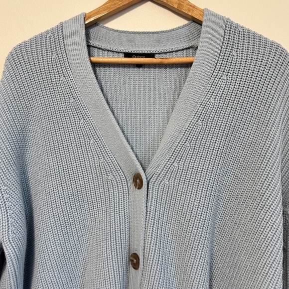 Quince Organic Cotton Sky Blue Women's Cardigan Sweater Size Medium Chunky Knif - Picture 4 of 9